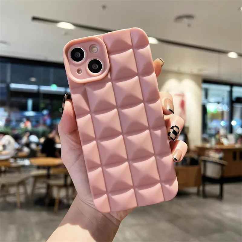 Cute Phone Cases For iPhone 14 13 12 11 Pro Max X XS XR 7 8 Plus - Luxury 3D Diamond Lattice - Touchy Style .