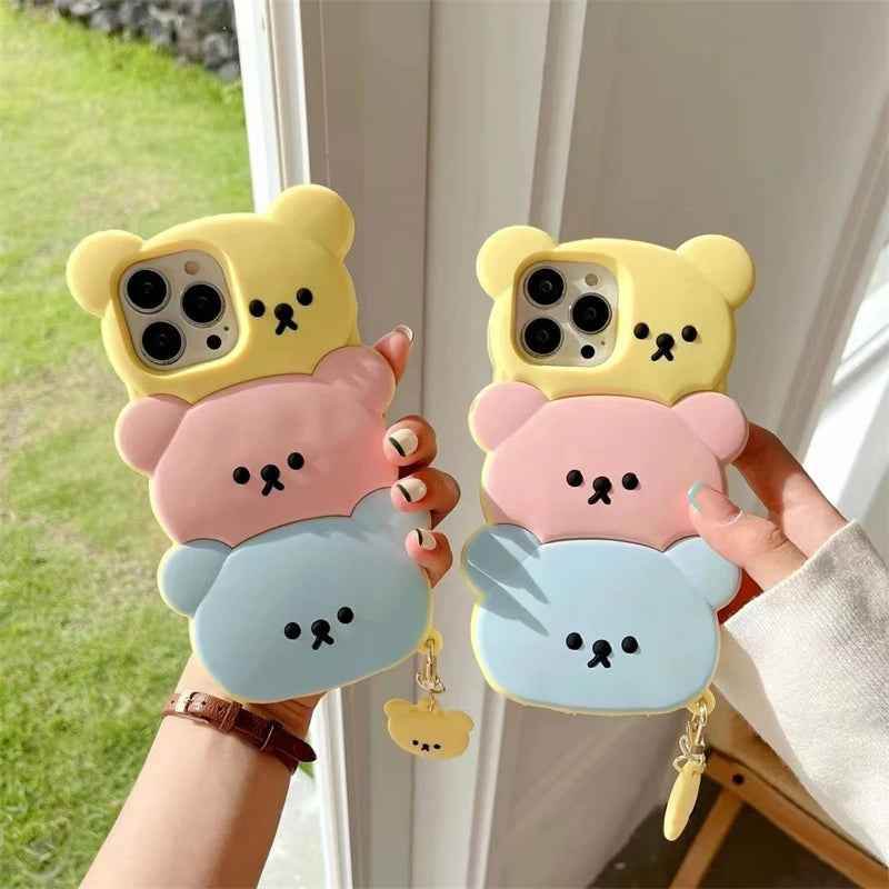 Cute Phone Cases for iPhone 14, 13, 12, and 11 Pro Max models - 3D Funny Pigs - Soft Silicone Cover - TSP251 - Touchy Style