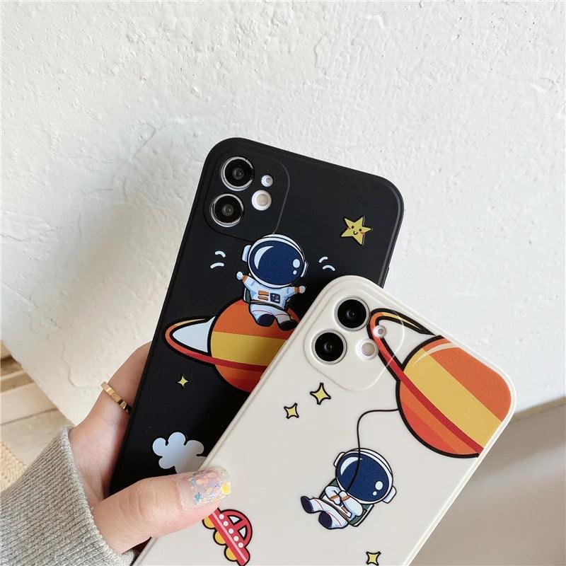 Cute Phone Cases for iPhone 14 13 12 Pro Max 11 Pro Max 12mini 6s 7 8 Plus X XS Max XR SE Astronaut Spaceship Pattern - Touchy Style .