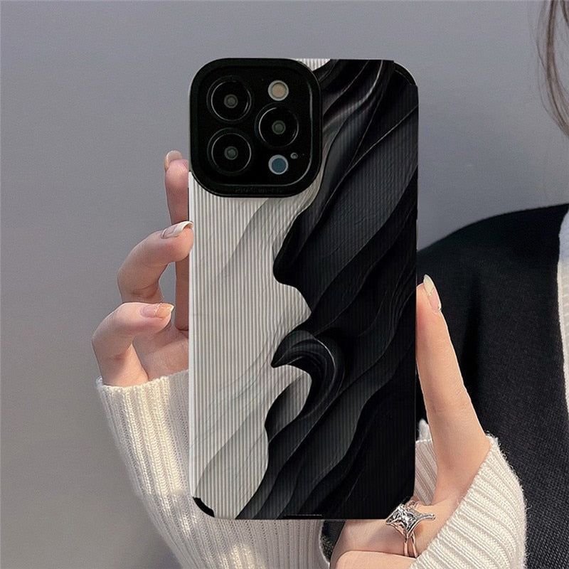 Cute Phone Cases for iPhone 14 Pro Max, 13, 12, 11, XS, XR, 7, 8, 14 Plus - Retro Black White - Touchy Style .