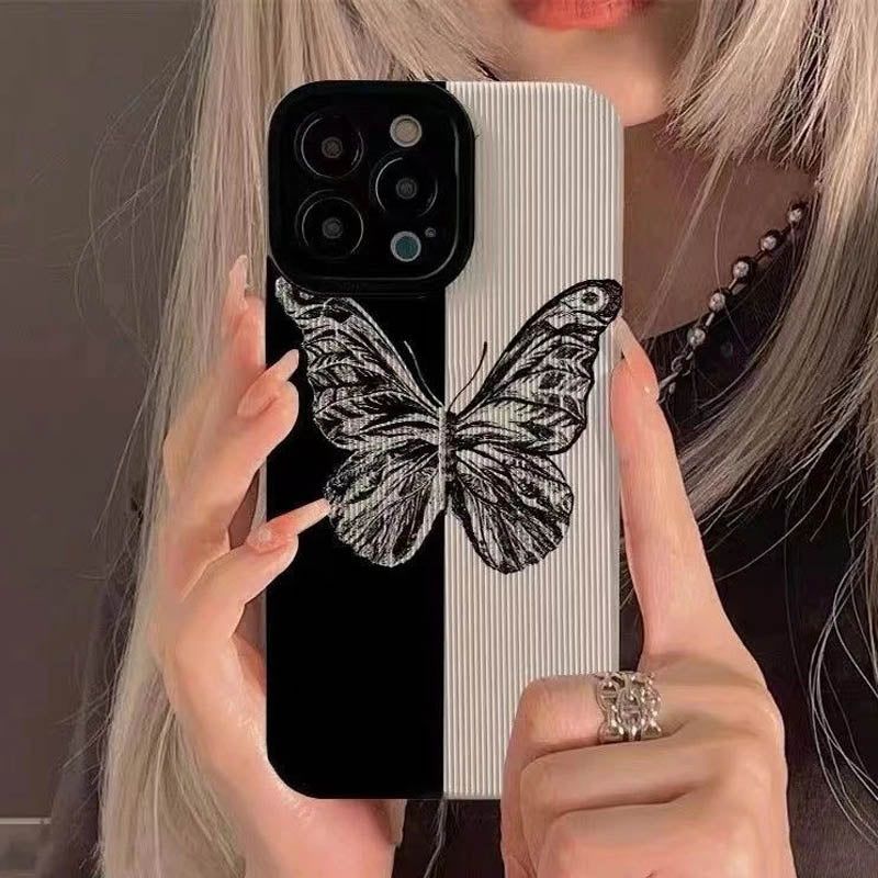 Cute Phone Cases for iPhone 14 Pro Max, 13, 12, 11, XS, XR, 7, 8 Plus - Fashion Butterfly Leather - Touchy Style .