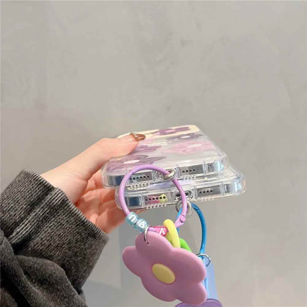 Cute Phone Cases For iPhone 14 Pro Max to the SE3 - 3D Flower Patter with Flip Make-Up Mirror Holder - Transparent Cover - TSP367 - Touchy Style