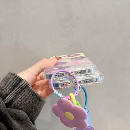 Cute Phone Cases For iPhone 14 Pro Max to the SE3 - 3D Flower Patter with Flip Make-Up Mirror Holder - Transparent Cover - TSP367 - Touchy Style