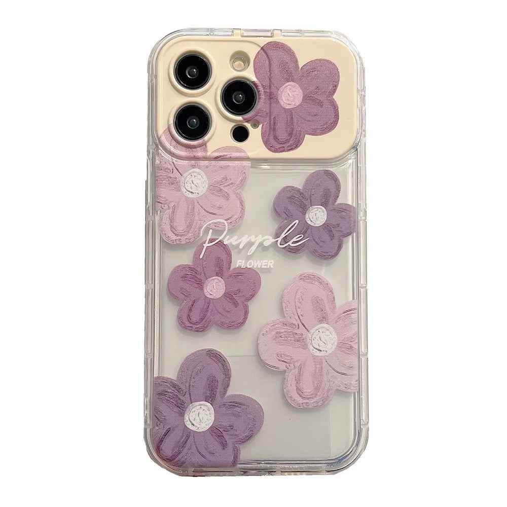 Cute Phone Cases For iPhone 14 Pro Max to the SE3 - 3D Flower Patter with Flip Make-Up Mirror Holder - Transparent Cover - TSP367 - Touchy Style
