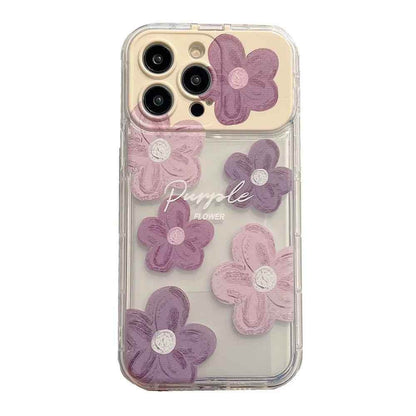 Cute Phone Cases For iPhone 14 Pro Max to the SE3 - 3D Flower Patter with Flip Make-Up Mirror Holder - Transparent Cover - TSP367 - Touchy Style