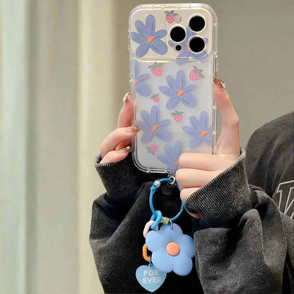 Cute Phone Cases For iPhone 14 Pro Max to the SE3 - 3D Flower Patter with Flip Make-Up Mirror Holder - Transparent Cover - TSP367 - Touchy Style