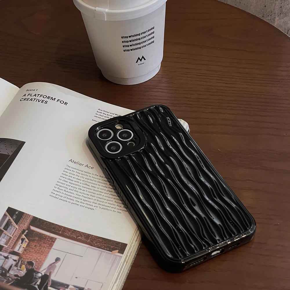 Cute Phone Cases For iPhone 15 13 14 12 11 Pro Max - Luxury Plating Curved Pattern - Touchy Style