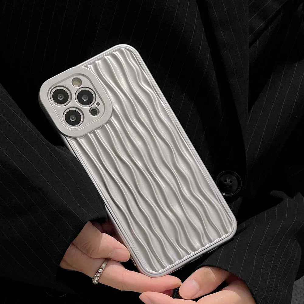 Cute Phone Cases For iPhone 15 13 14 12 11 Pro Max - Luxury Plating Curved Pattern - Touchy Style .