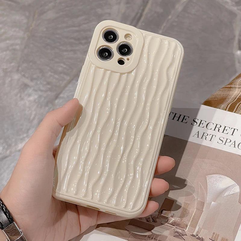 Cute Phone Cases For iPhone 15 13 14 12 11 Pro Max - Luxury Plating Curved Pattern - Touchy Style .