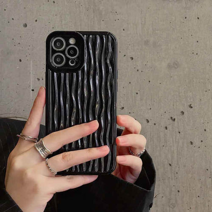 Cute Phone Cases For iPhone 15 13 14 12 11 Pro Max - Luxury Plating Curved Pattern - Touchy Style .