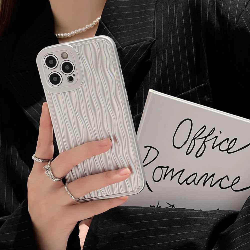 Cute Phone Cases For iPhone 15 13 14 12 11 Pro Max - Luxury Plating Curved Pattern - Touchy Style .