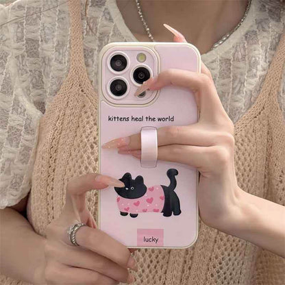Cute Phone Cases for iPhone 15, 14, 13, 11, or 12 Pro Max - Cartoon Puppy Dog &amp; Cat with Hidden Ring Holder - TSP221 - Touchy Style
