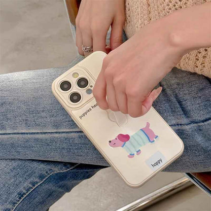 Cute Phone Cases for iPhone 15, 14, 13, 11, or 12 Pro Max - Cartoon Puppy Dog &amp; Cat with Hidden Ring Holder - TSP221 - Touchy Style
