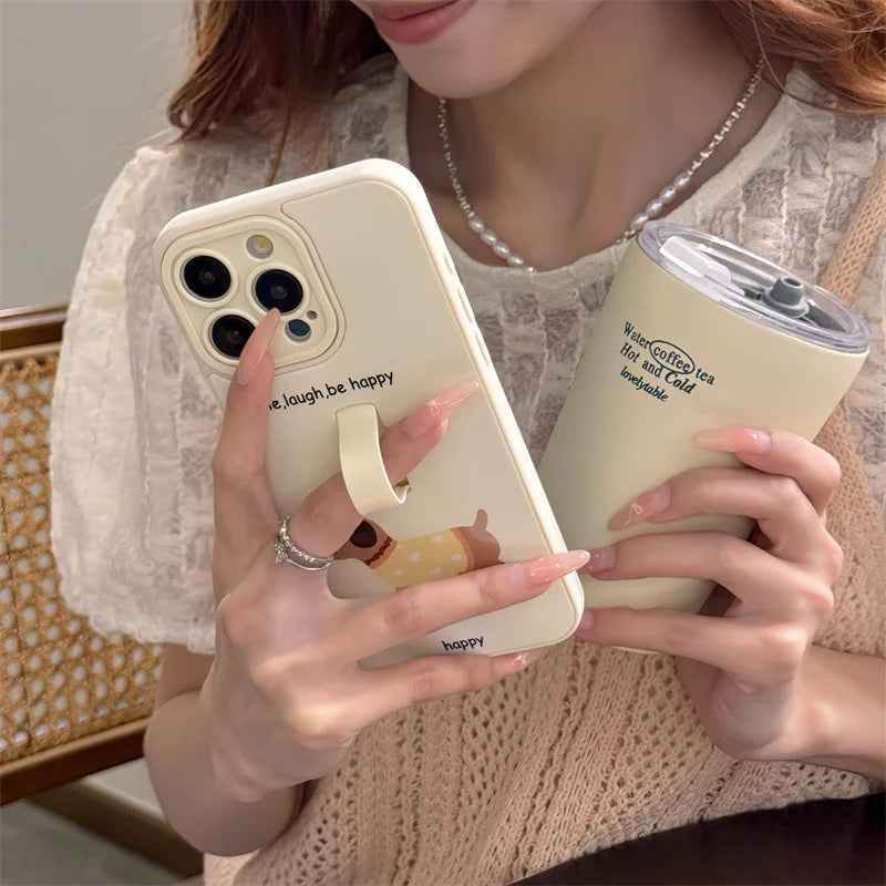 Cute Phone Cases for iPhone 15, 14, 13, 11, or 12 Pro Max - Cartoon Puppy Dog &amp; Cat with Hidden Ring Holder - TSP221 - Touchy Style