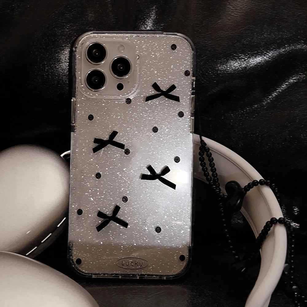 Cute Phone Cases for iPhone 15, 14, 13, 12, 11 Pro Max, and 15 Plus - Glitter Polka Dot Bowknot &amp; Heart Bracelet - TSP338 - Touchy Style