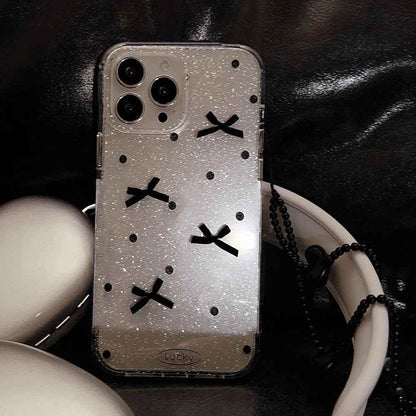 Cute Phone Cases for iPhone 15, 14, 13, 12, 11 Pro Max, and 15 Plus - Glitter Polka Dot Bowknot &amp; Heart Bracelet - TSP338 - Touchy Style