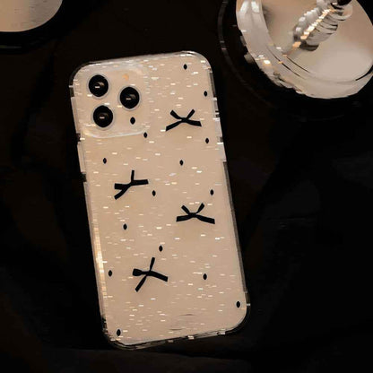 Cute Phone Cases for iPhone 15, 14, 13, 12, 11 Pro Max, and 15 Plus - Glitter Polka Dot Bowknot &amp; Heart Bracelet - TSP338 - Touchy Style