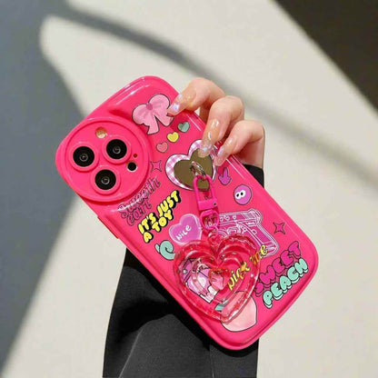 Cute Phone Cases For iPhone 15, 14, 13, 12, 11 Pro Max, XR, X, XS, 7 Plus, or SE 2022 - Girly Cover with Heart Pendant - TSP365 - Touchy Style