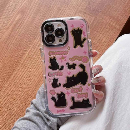 Cute Phone Cases for iPhone 15, 14, 13, 12, and 11 Pro Max - Black Cat - Acrylic Mirror - TSP280 - Touchy Style