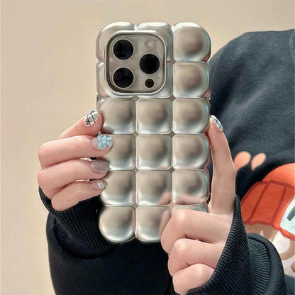 Cute Phone Cases for iPhone 15, 14, 13, 12, and 11 Pro Max - Metal Silver - Stylish Lattice - TSP282 - Touchy Style