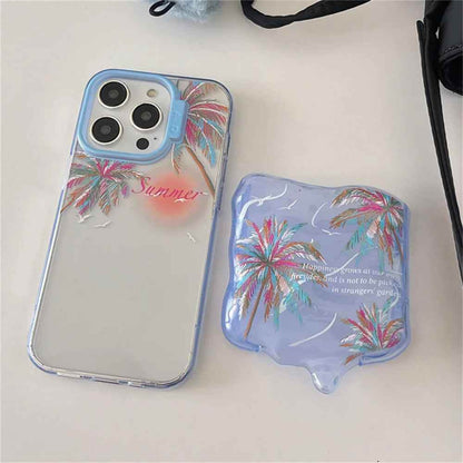 Cute Phone Cases for iPhone 15, 14, 13, 12 Pro Max - 3D Melted Ice Cream 2-in-1 Sunset &amp; Coconut Tree - TSP337 - Touchy Style