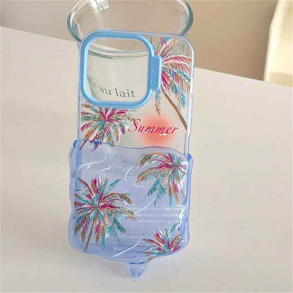 Cute Phone Cases for iPhone 15, 14, 13, 12 Pro Max - 3D Melted Ice Cream 2-in-1 Sunset &amp; Coconut Tree - TSP337 - Touchy Style
