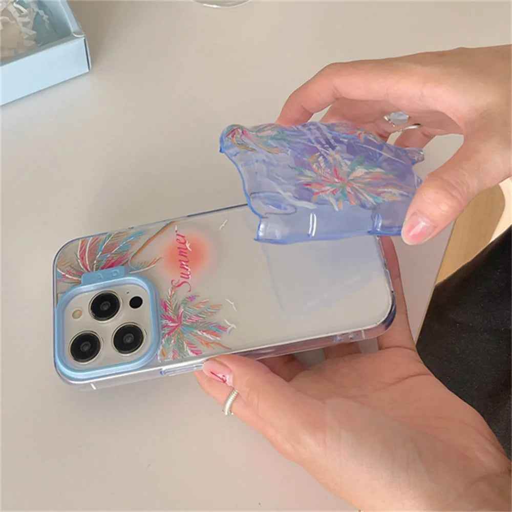 Cute Phone Cases for iPhone 15, 14, 13, 12 Pro Max - 3D Melted Ice Cream 2-in-1 Sunset &amp; Coconut Tree - TSP337 - Touchy Style
