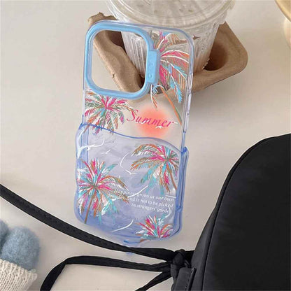 Cute Phone Cases for iPhone 15, 14, 13, 12 Pro Max - 3D Melted Ice Cream 2-in-1 Sunset &amp; Coconut Tree - TSP337 - Touchy Style