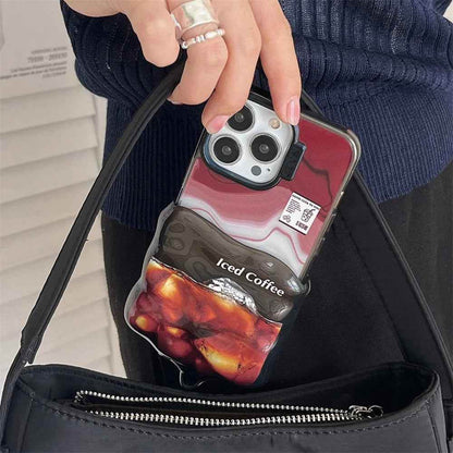 Cute Phone Cases for iPhone 15, 14, 13, 12 Pro Max - 3D Melting Double Layer 2-in-1 Iced Coffee - TSP335 - Touchy Style