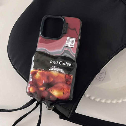 Cute Phone Cases for iPhone 15, 14, 13, 12 Pro Max - 3D Melting Double Layer 2-in-1 Iced Coffee - TSP335 - Touchy Style