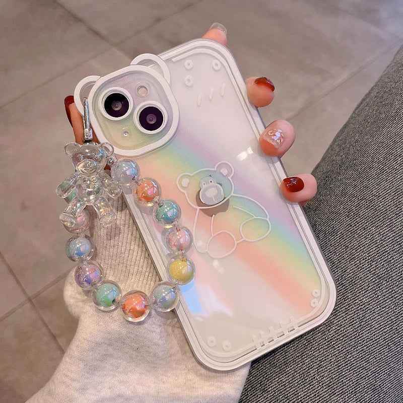 Cute Phone Cases for iPhone 15, 14 Pro Max, 13, 12, 11, X, XR, and XS - 3D Bear Ear, Flower Transparent Cover - TSP361 - Touchy Style