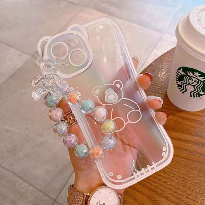Cute Phone Cases for iPhone 15, 14 Pro Max, 13, 12, 11, X, XR, and XS - 3D Bear Ear, Flower Transparent Cover - TSP361 - Touchy Style