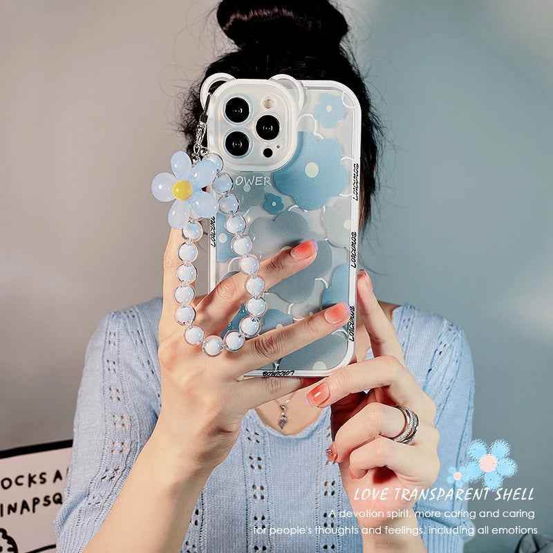 Cute Phone Cases for iPhone 15, 14 Pro Max, 13, 12, 11, X, XR, and XS - 3D Bear Ear, Flower Transparent Cover - TSP361 - Touchy Style