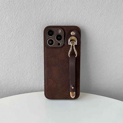 Cute Phone Cases For iPhone 16, 15, 14, 13, 12, 11 Pro Max, XR, X, and Xs Max with Wrist Chain - Plain Leather - TSP487 - Touchy Style