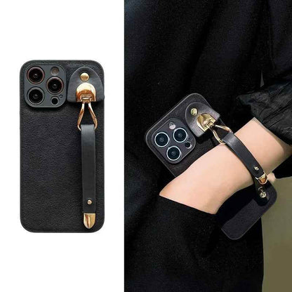 Cute Phone Cases For iPhone 16, 15, 14, 13, 12, 11 Pro Max, XR, X, and Xs Max with Wrist Chain - Plain Leather - TSP487 - Touchy Style