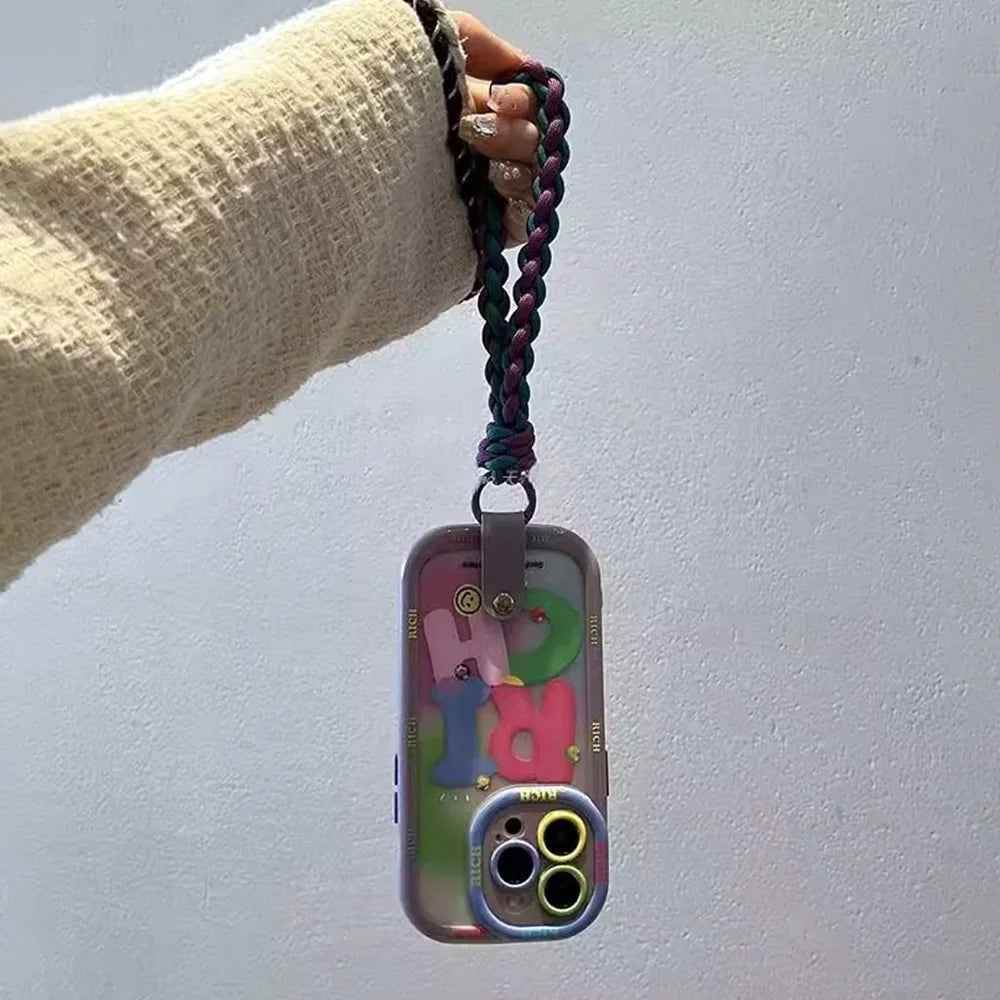 Cute Phone Cases for iPhone 16, 15, 14, 13, 12, and 11 Pro Max with Wrist Chain - Rich Contrast Color - TSP484 - Touchy Style