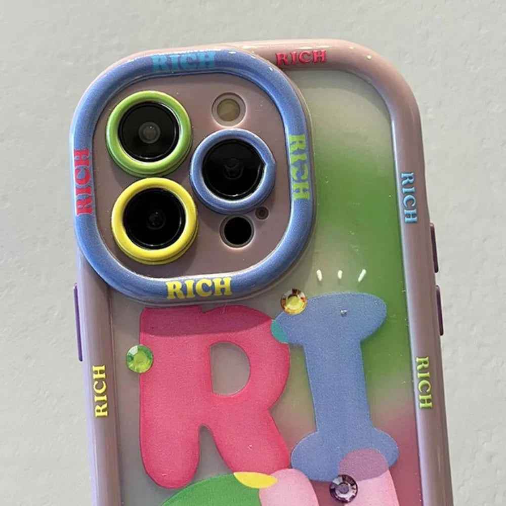 Cute Phone Cases for iPhone 16, 15, 14, 13, 12, and 11 Pro Max with Wrist Chain - Rich Contrast Color - TSP484 - Touchy Style