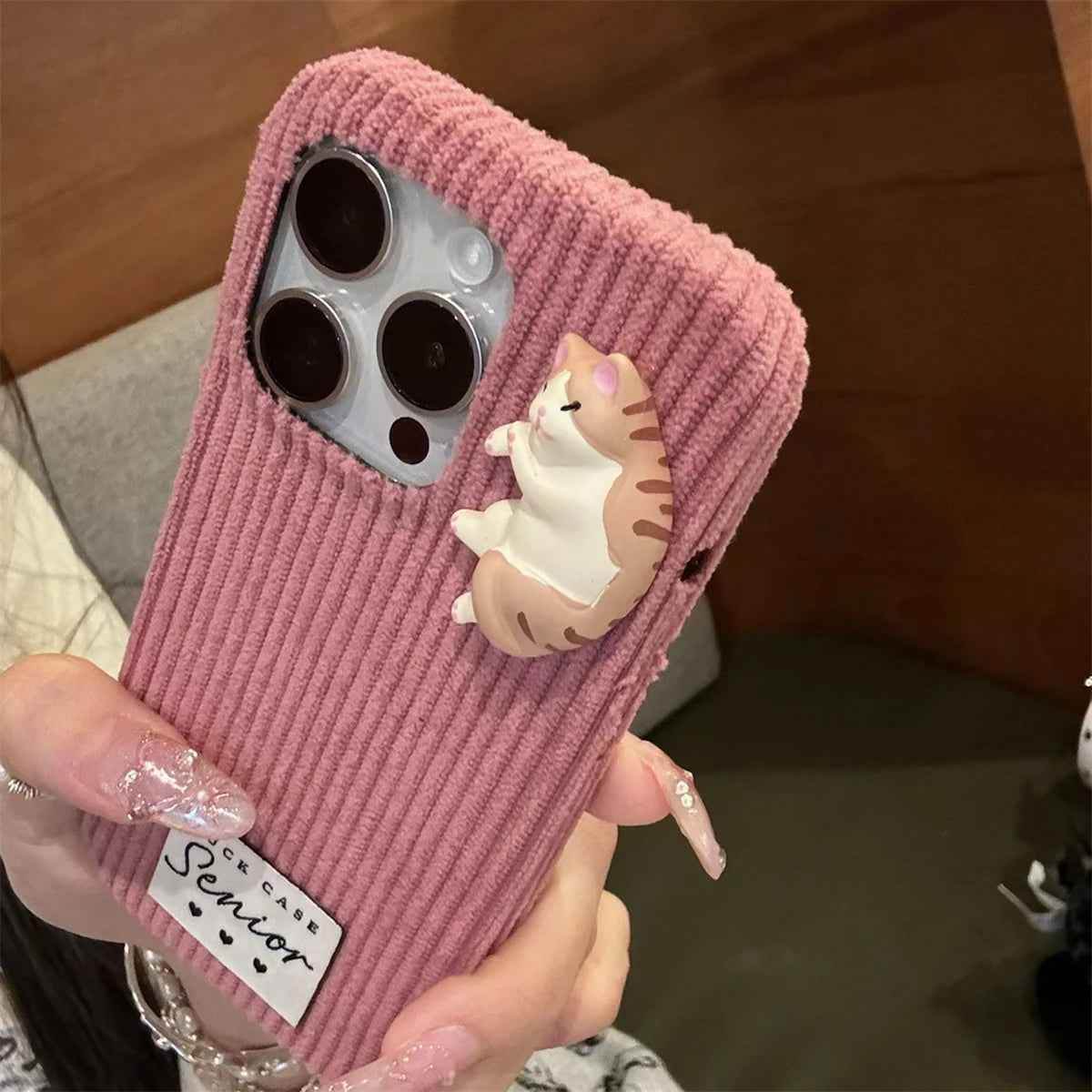 Cute Phone Cases For iPhone 16, 15, 14, 13 Pro Max - 3D Cartoon Cat Plush - TSP325 - Touchy Style