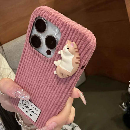 Cute Phone Cases For iPhone 16, 15, 14, 13 Pro Max - 3D Cartoon Cat Plush - TSP325 - Touchy Style
