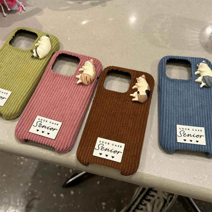 Cute Phone Cases For iPhone 16, 15, 14, 13 Pro Max - 3D Cartoon Cat Plush - TSP325 - Touchy Style