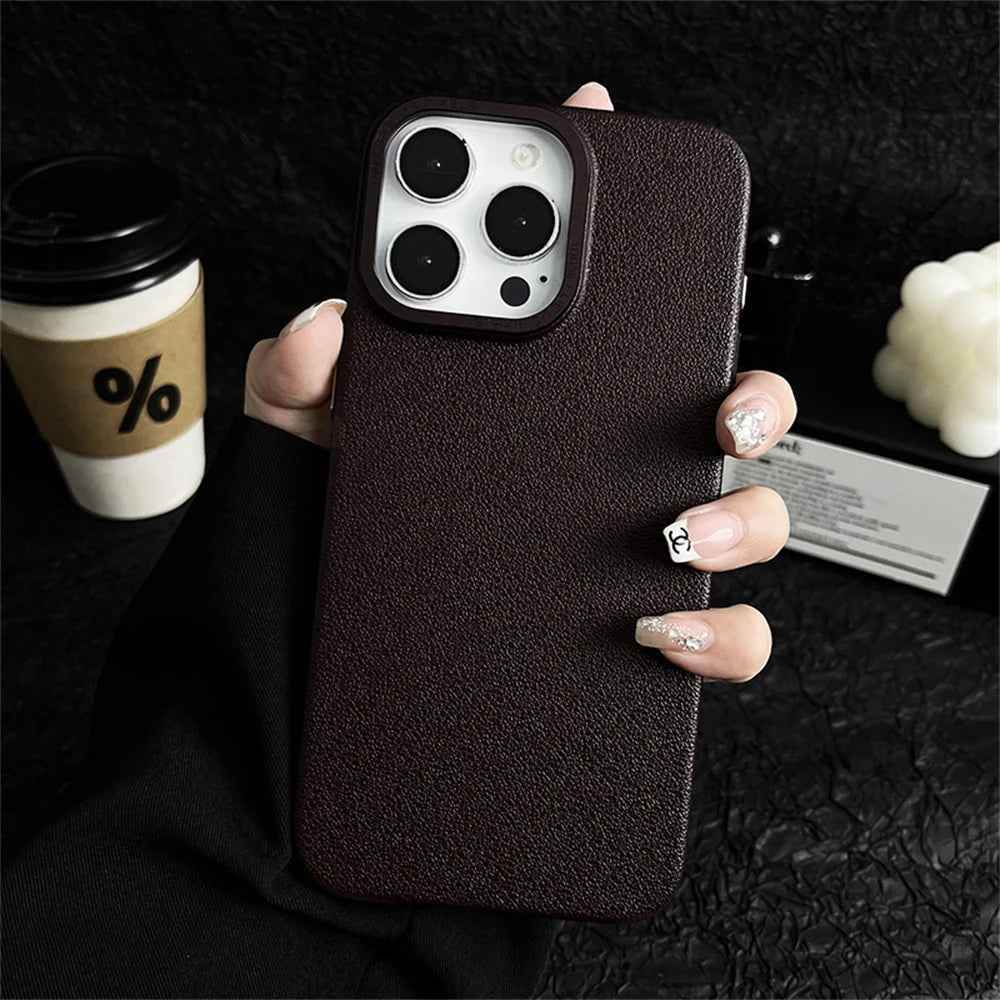 Cute Phone Cases For iPhone 16, 15, 14 Plus, 13, and 12 Pro Max - Leather Texture Hard PC Thin Cover - TSP424 - Touchy Style