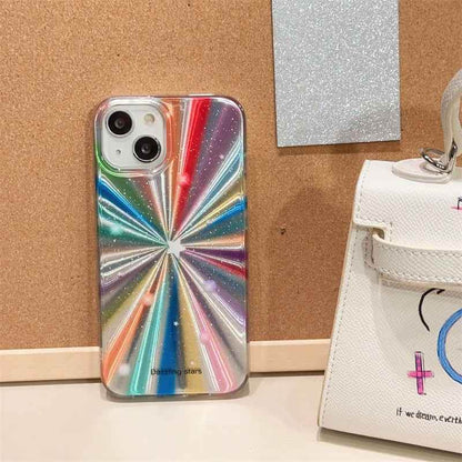 Cute Phone Cases For iPhone 16, 15 Pro Max, 14, 13, 11, 12, or 15 Plus - Colorful Rainbow Stars - Glitter Cover - TSP278 - Touchy Style