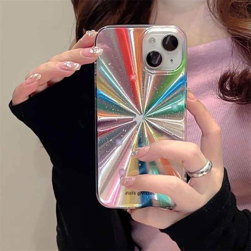 Cute Phone Cases For iPhone 16, 15 Pro Max, 14, 13, 11, 12, or 15 Plus - Colorful Rainbow Stars - Glitter Cover - TSP278 - Touchy Style
