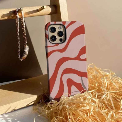 Cute Phone Cases For iPhone 16 Pro Max, 15, 14, 13, 12, and 11 Pro Plus - Red Swirl - Acrylic TPU Cover - TSP507 - Touchy Style