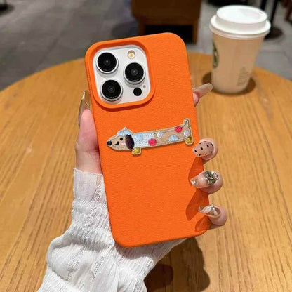 Cute Phone Cases For iPhone 16 Pro Max, 7, 8 Plus, and SE - Lazy Dog, Candy Leather Cover with Wrist Chain - TSP478 - Touchy Style