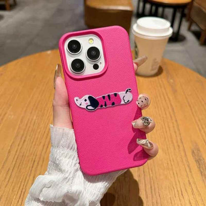 Cute Phone Cases For iPhone 16 Pro Max, 7, 8 Plus, and SE - Lazy Dog, Candy Leather Cover with Wrist Chain - TSP478 - Touchy Style