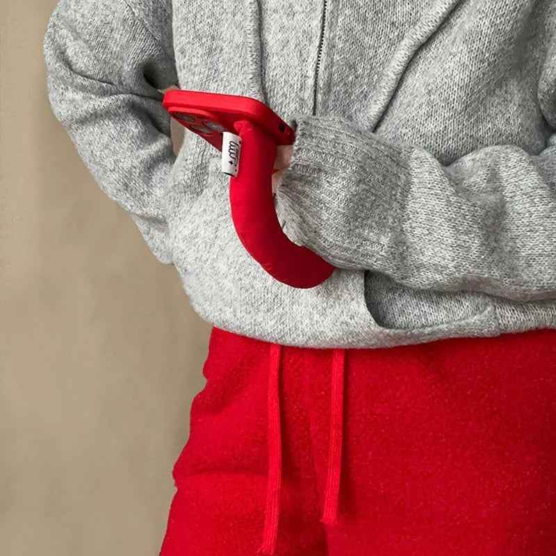Cute Phone Cases for iPhones 16, 15, 14, 13, 12, 11, Pro Max, 7, 8 Plus, and Xs XR with Puff Wrist Chain - Candy Red Solid Color - TSP490 - Touchy Style