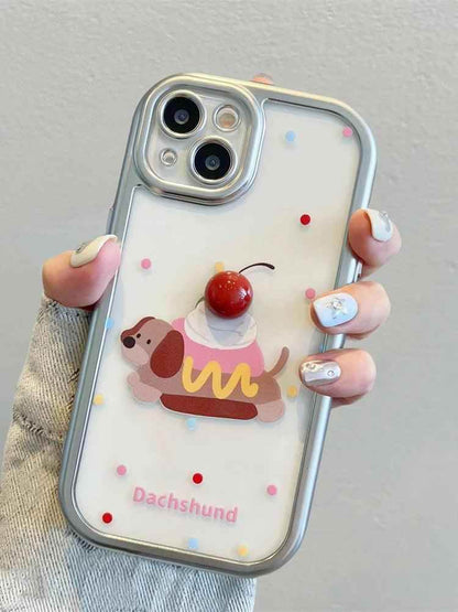Cute Phone Cases: Kawaii Dachshund Puppy Transparent Case for iPhone 15-11 Pro Max - TSP303 - Touchy Style