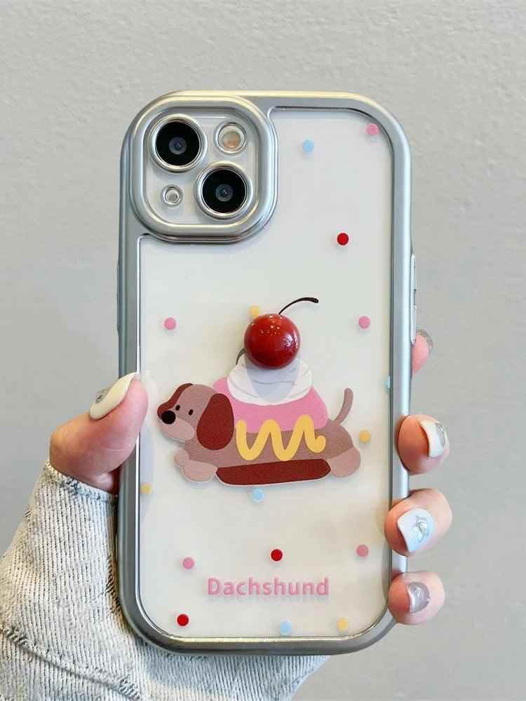 Cute Phone Cases: Kawaii Dachshund Puppy Transparent Case for iPhone 15-11 Pro Max - TSP303 - Touchy Style