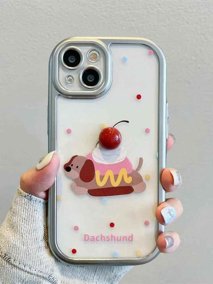 Cute Phone Cases: Kawaii Dachshund Puppy Transparent Case for iPhone 15-11 Pro Max - TSP303 - Touchy Style